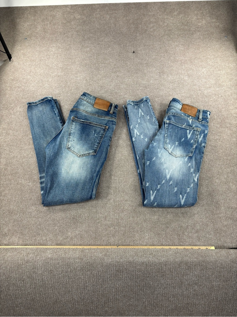 2x Valabasas Jeans Men 32x31 Blue Faded Skinny Slim Button Fly Distressed Denim